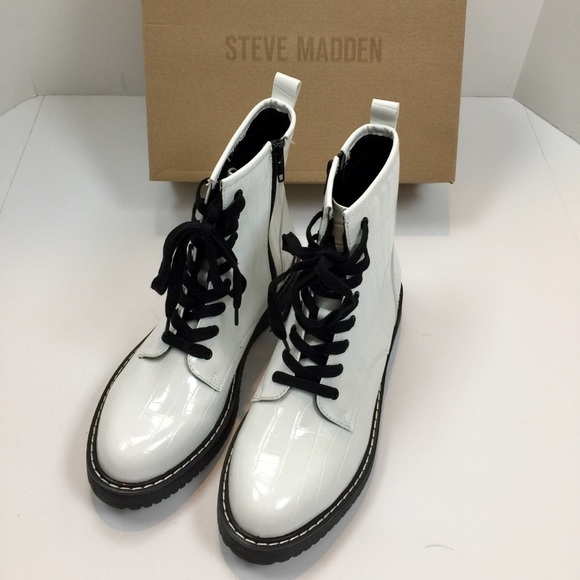 MADDEN GIRL Kurrt Combat Boots Crocodile White - Picture 4 of 9